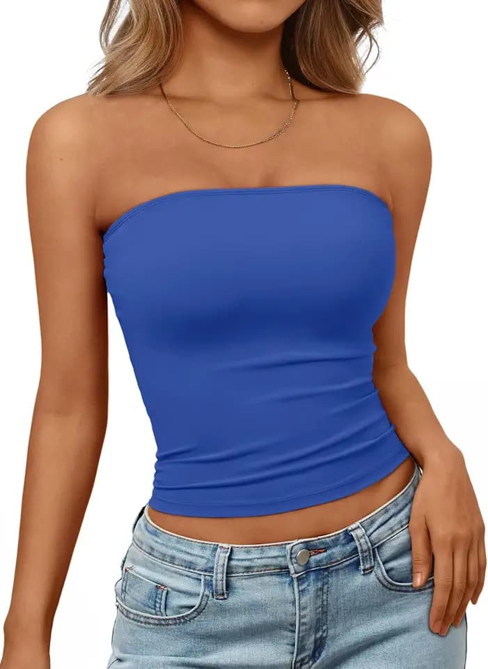 Trendy Queen Women's Strapless Bandeau Crop Top