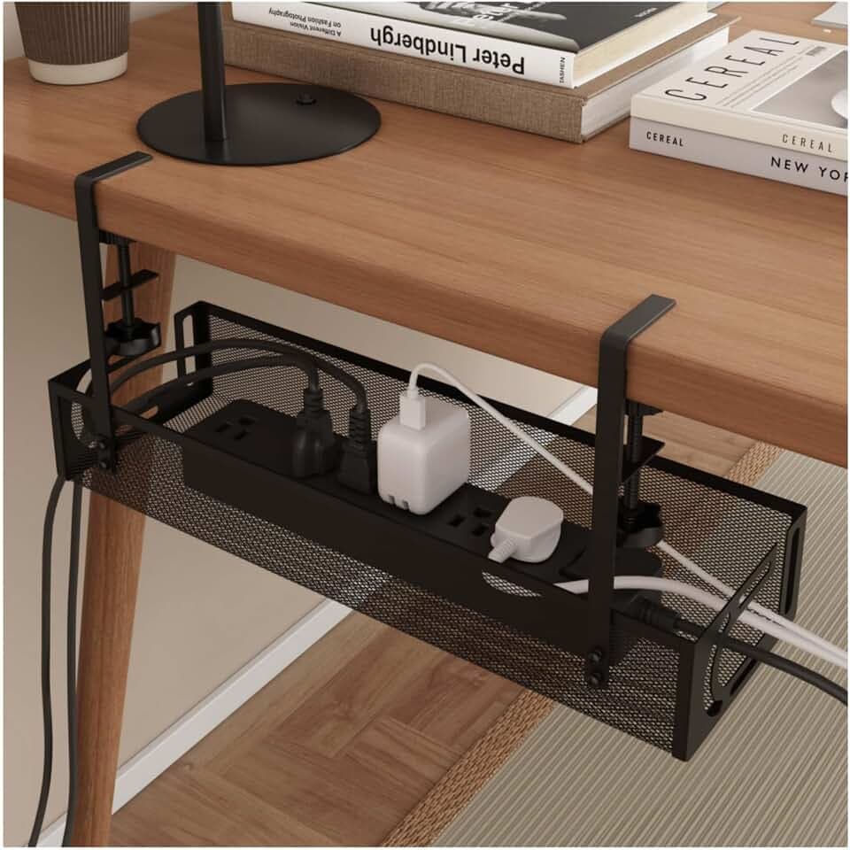 Kabel-Management-Tablett unter dem Schreibtisch – Kabel-Management-Organizer, Kabelmanagement unter dem Schreibtisch (Black)