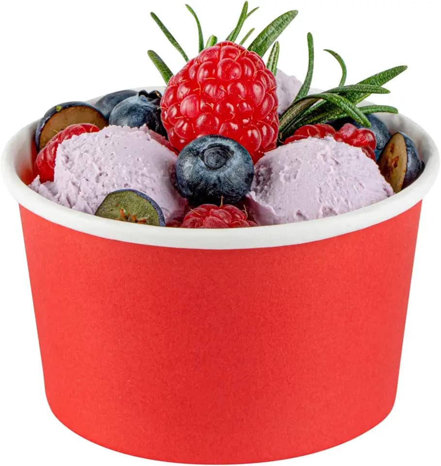 Coppetta 5-Ounce Dessert Cups, 50 Disposable Ice Cream Cups - Lids Sold Separately, Sturdy, Red Paper Frozen Yogurt Bowls, For Hot And Cold Foods, Perfect For Gelato Or Mousse - Restaurantware