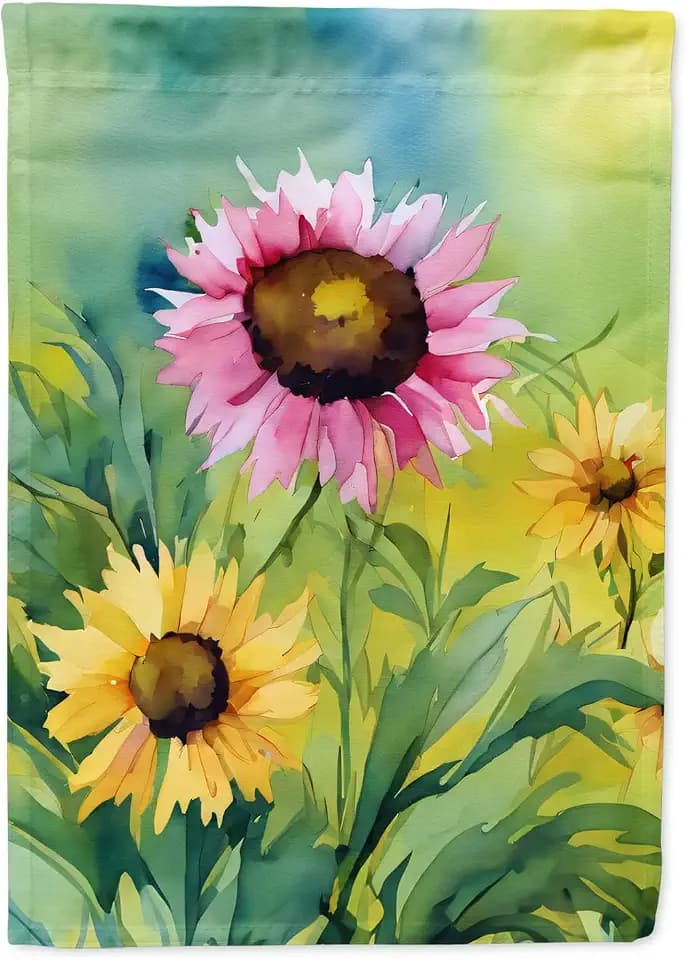 Caroline's Treasures Kentucky Goldenrod in Watercolor House Flag Large Porch Sleeve Pole Decorative Outside Yard Banner Artwork Wall Hanging, Polyester, House Size, Multicolor