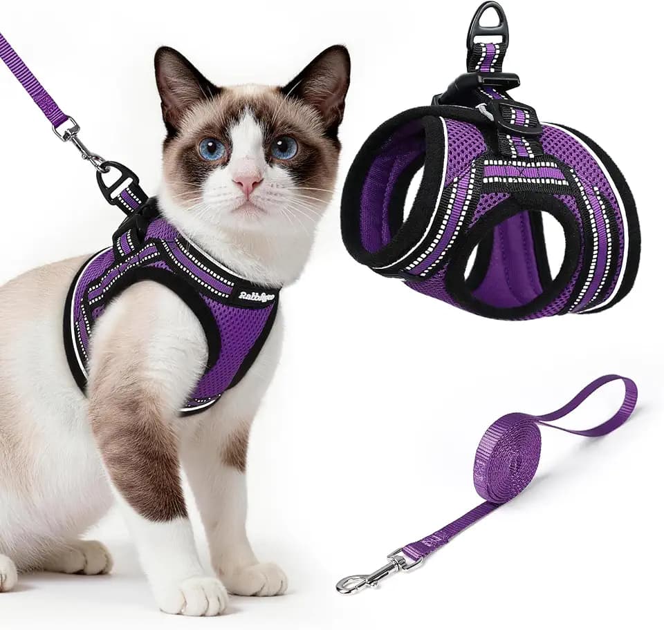 rabbitgoo Cat Harness and Leash Set, Step-in Soft Vest, Purple