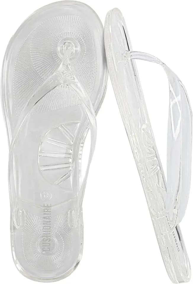 CUSHIONAIRE Splash Jelly Flip Flops for Women With Flexible Sole, Glossy Jelly Finish Summer Sandals for Women