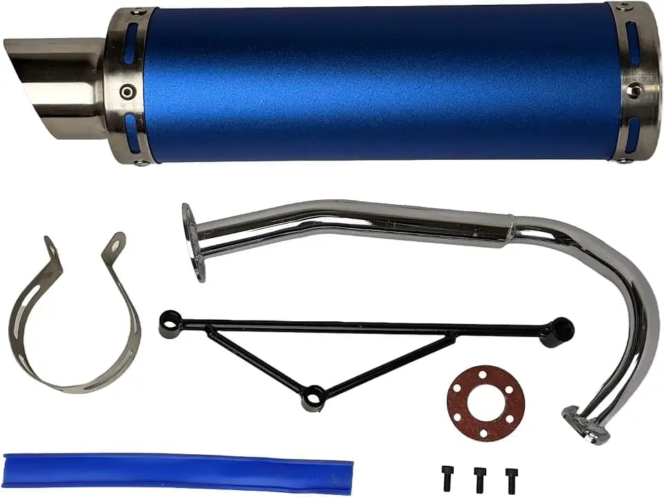 RedCap High Performance Exhaust System Muffler for GY6 50cc Scooter Moped TaoTao Jonway Kymco 139QMB (Blue)