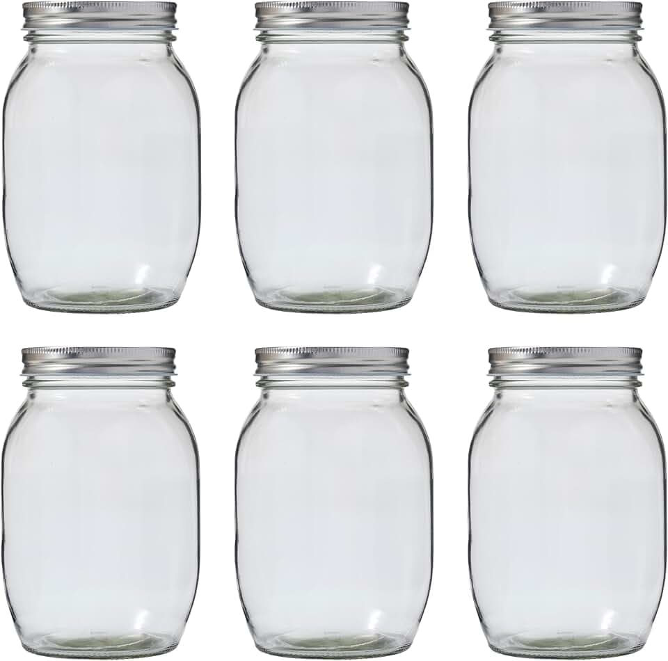 Plaid 32 oz Glass Pack, Set of 6 Customizable Jars with Lids for DIY Arts and Crafts Projects, 68069B, Clear