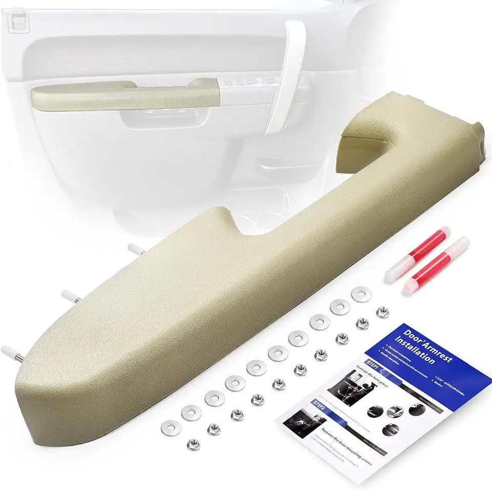 22818467 Door Panel Armrest, Front Left Driver Side Arm Rest Compatible with 2010-2014 Chevy Silverado & GMC Sierra 1500 2500HD 3500HD, Designed for Door Panel with Release Handle Below Armrest, Tan