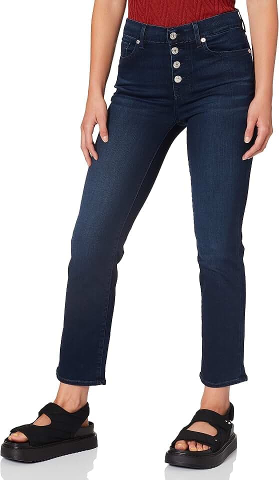 7 For All Mankind Damen Jeans The Straight Crop Bair Park Avenue with Exposed Buttons