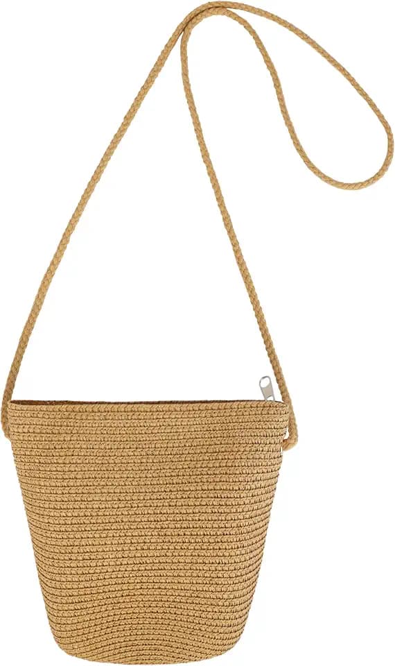 Womens Small Straw Crossbody Bag, Summer Beach Mini Shoulder Purse