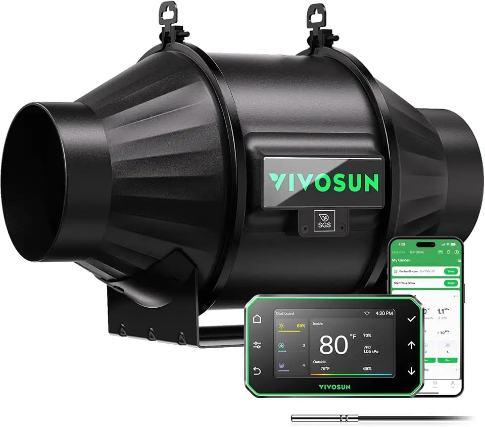 VIVOSUN T4 4" 210 CFM Inline Fan &Smart Controller, Aerozesh for IndoorGrow