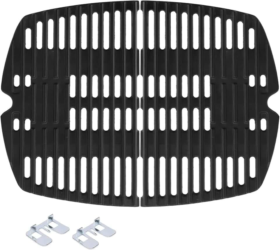 7645 Cooking Grid Grates for Weber Q200, Q220, Q2000, Q2400 Gas Grills, 53060001,BBQ Accessories for Weber Baby Q, Matte Cast Iron,2 Pack