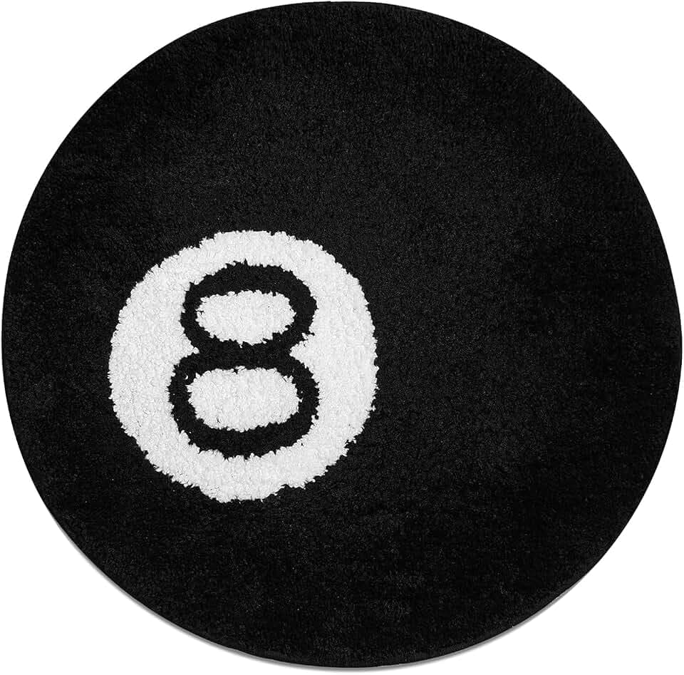 8 Ball Billard Teppich Mini Rund Schwarz rutschfest