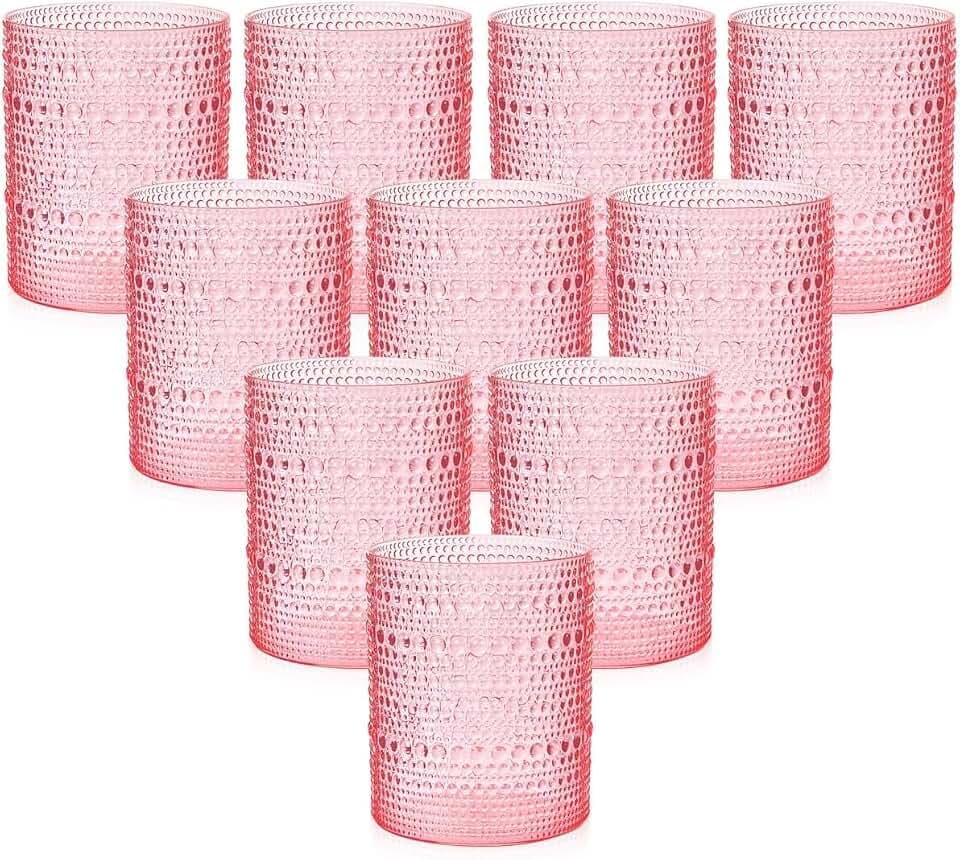 YOUBET 24PCS Pink Plastic Drinking Glasses for Various Mixed Drinks