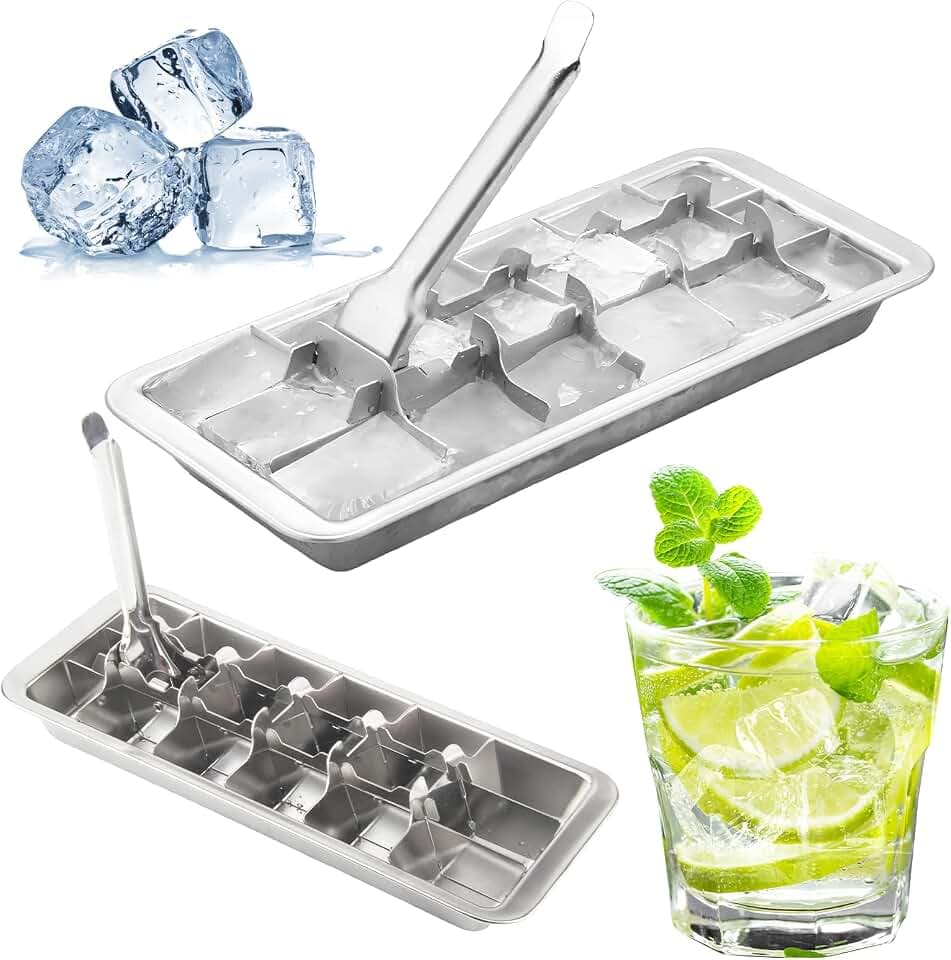2 Stück Eiswürfelform Edelstahl 18 Schlitzen Eiswürfel Form