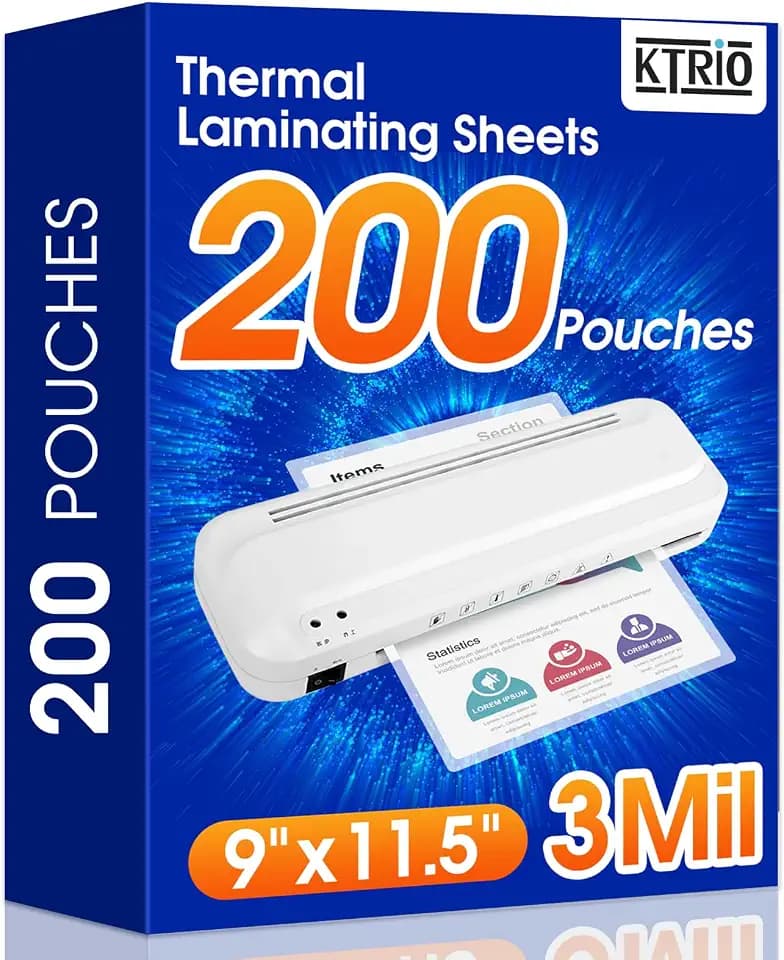 KTRIO 200 Pack Laminating Sheets 3 Mil, Hold 8.5 x 11 inch Documents, Menus