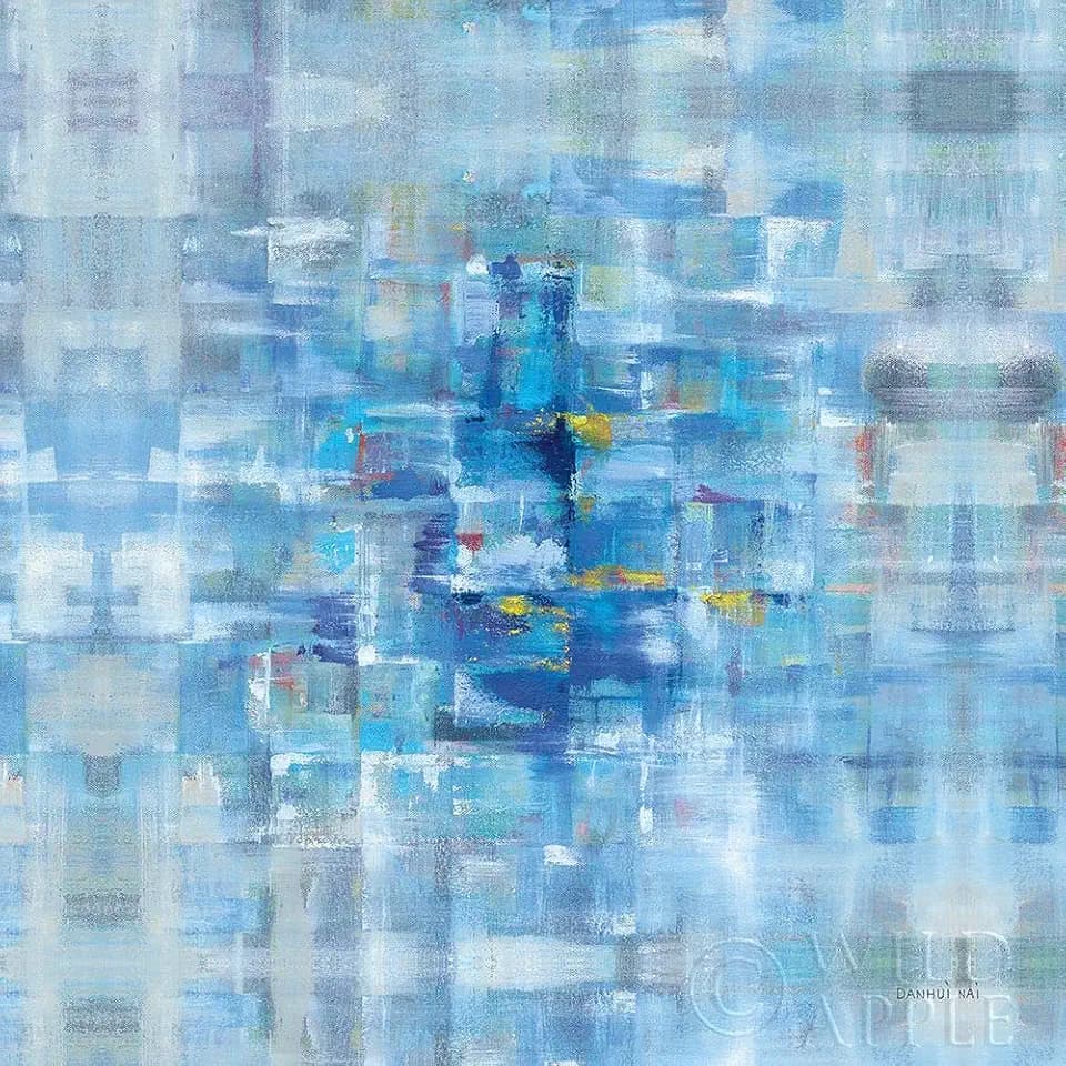 Posterazzi PDX49976LARGE Abstract Squares Blue Photo Print, 24 x 24, Multi