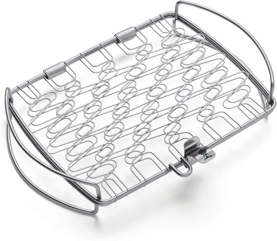 Weber Fisch & Gemüsehalter/Korb - Klein (28 x 20cm), aus Edelstahl, Ideal zum BBQ/Grillen von empfindlichen Grillgut, einfaches Wenden auf dem Grill, spühlmaschinenfest - Silber (6470)