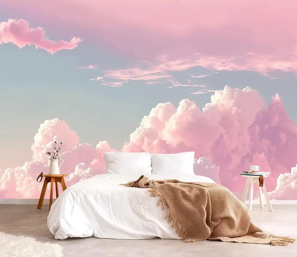 YQWDMX - 3D Pink Cloud Peel and Stick Wallpaper wall Mural Girl Kid's Room ZY08 L