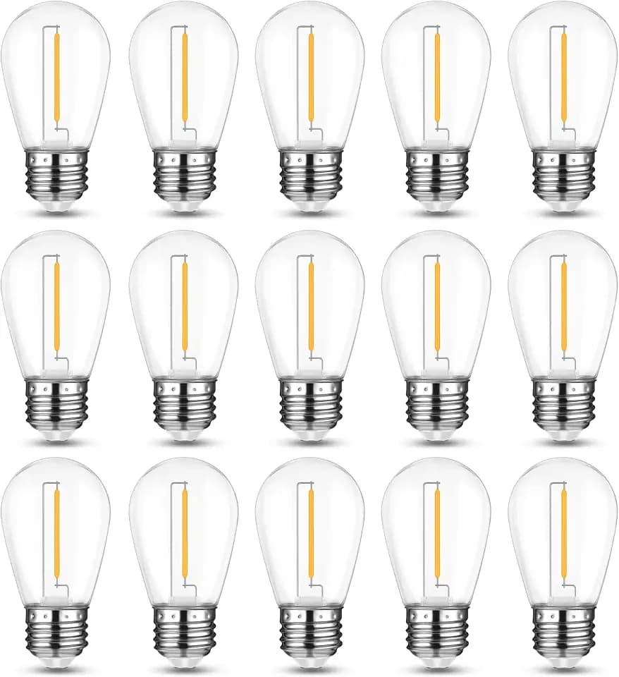 Mlambert 15 Pack Shatterproof Outdoor String S14 Replacement Bulb, 1W,2700K