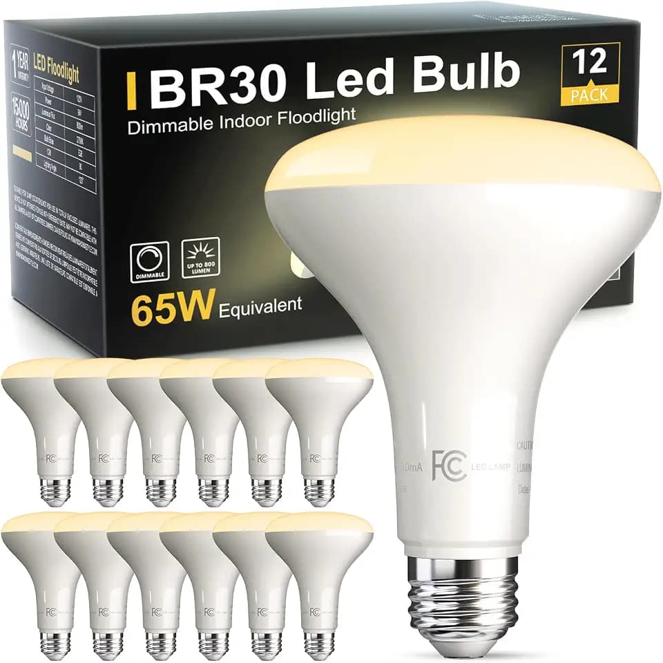 TJOY 12 Pack BR30 Flood Light Bulb Indoor, Soft White Recessed Light Bulbs