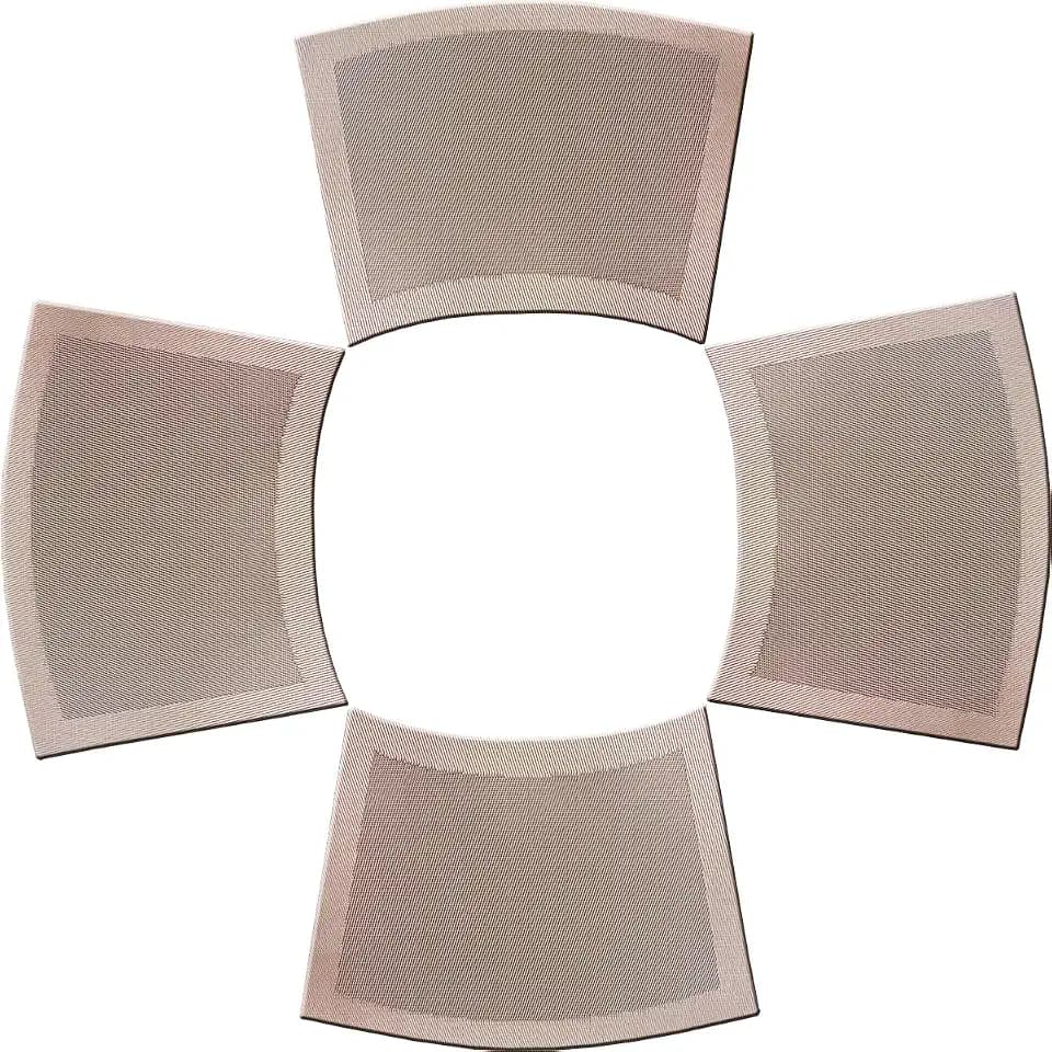 Wedge Shape Placemats for Round Dinner Table Woven Vinyl Wipe Clean Non Slip Plastic Table Mats Set of 4（Champagne）