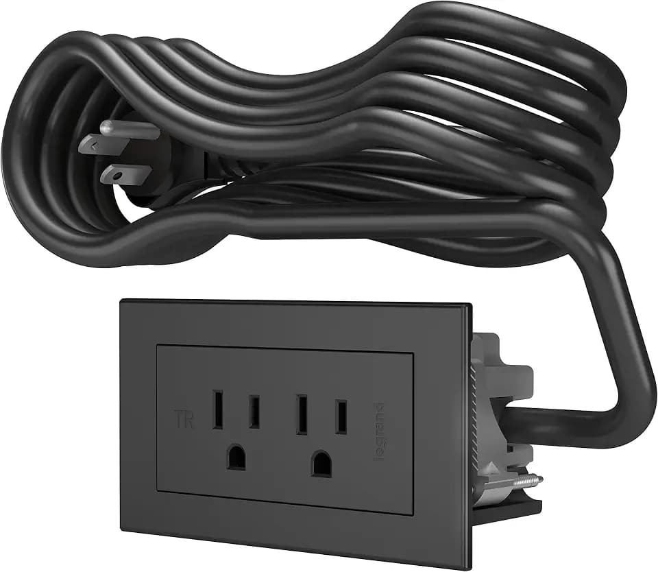 Legrand radiant Recessed Furniture Power Strip 2 Outlet Black 10 Ft Cord