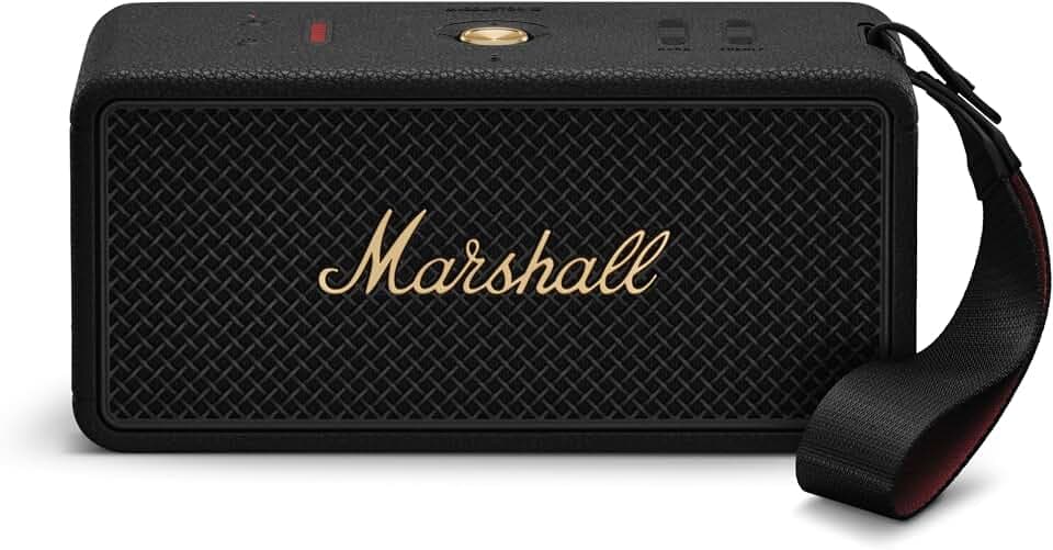 Marshall Middleton II Bluetooth Tragbarer Bluetooth-Lautsprecher, über 30 Stunden Spielzeit, wasserdicht nach IP67 – Schwarz und Messing