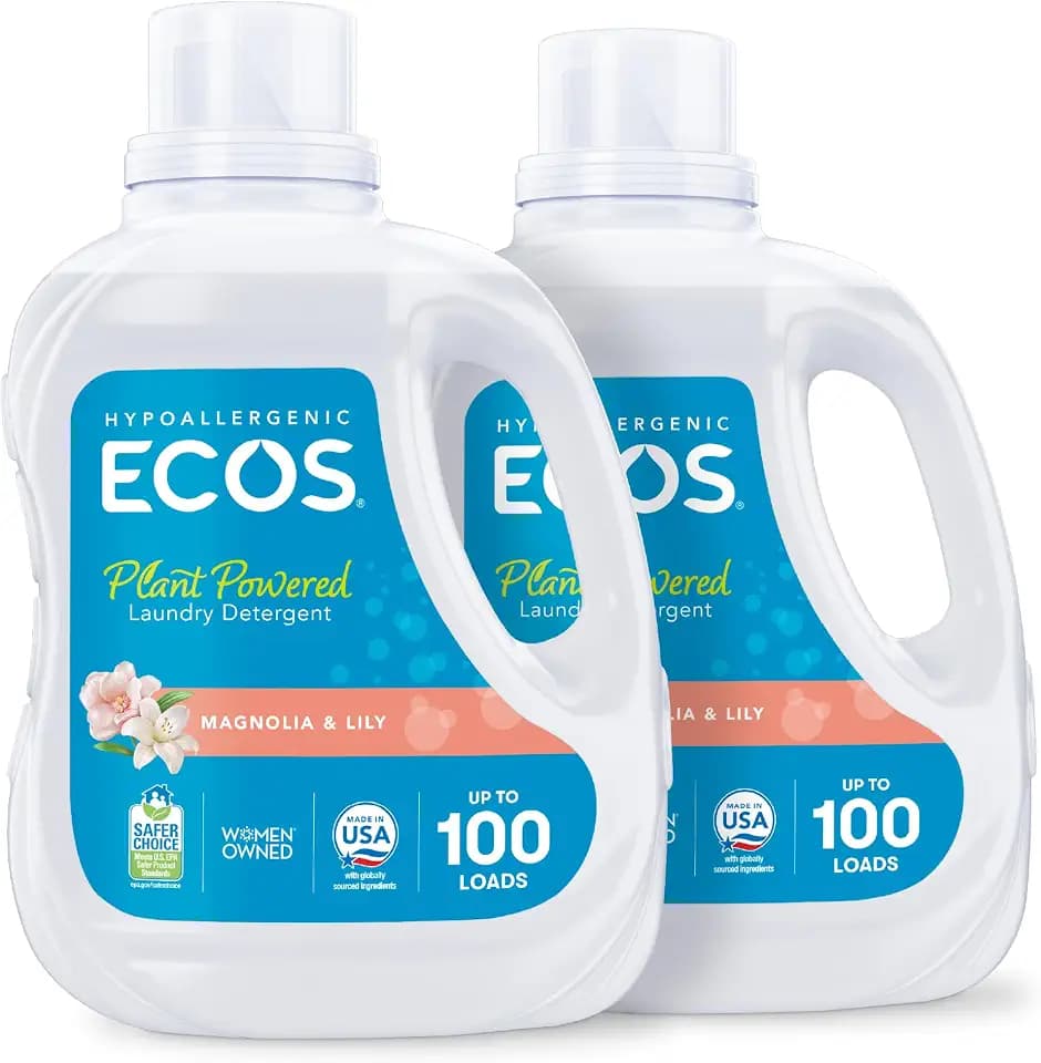 ECOS Laundry Detergent Liquid, Magnolia Lily, 100 Fl Oz (Pack of 2)