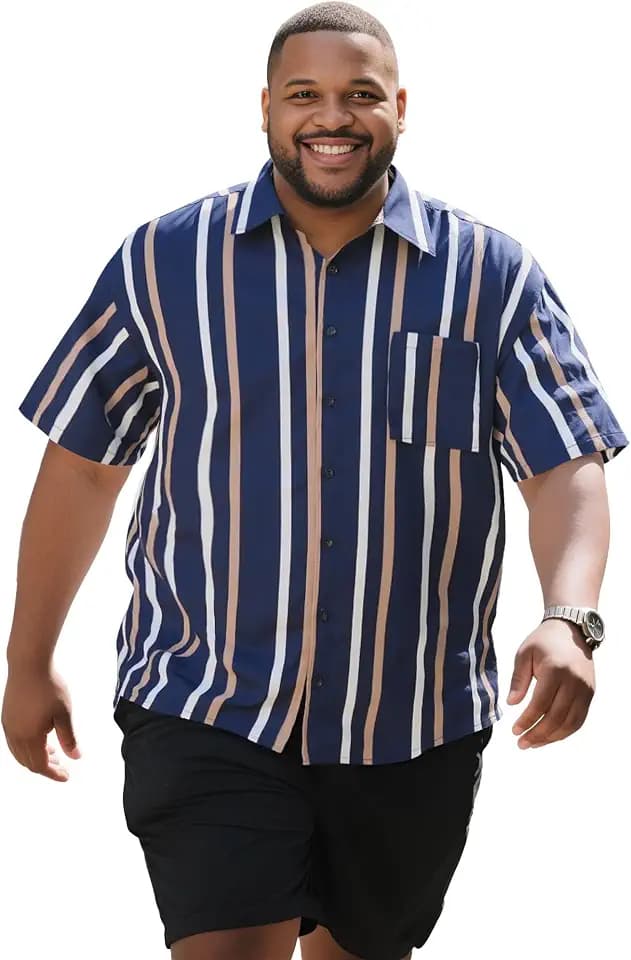 Button Down Shirt Men Causal Big and Tall Shirts for Men Short Sleeve Button up Summer Beach Work Shirts Plus Size