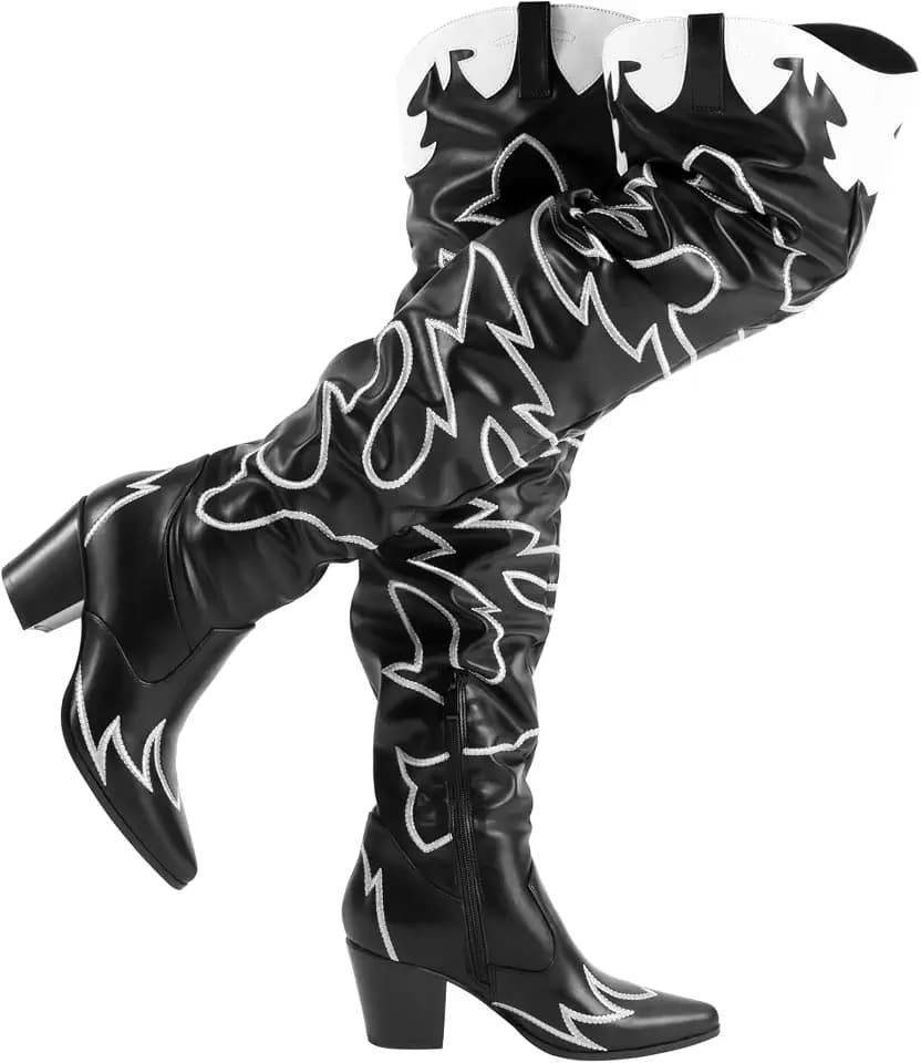 DREAM PAIRS Women's Cowboy Over The Knee High Cowgirl Boots