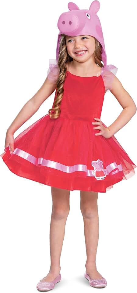 Peppa Pig Tutu Costume for Kids, Official Peppa Pig Dress with Headpiece Accessory