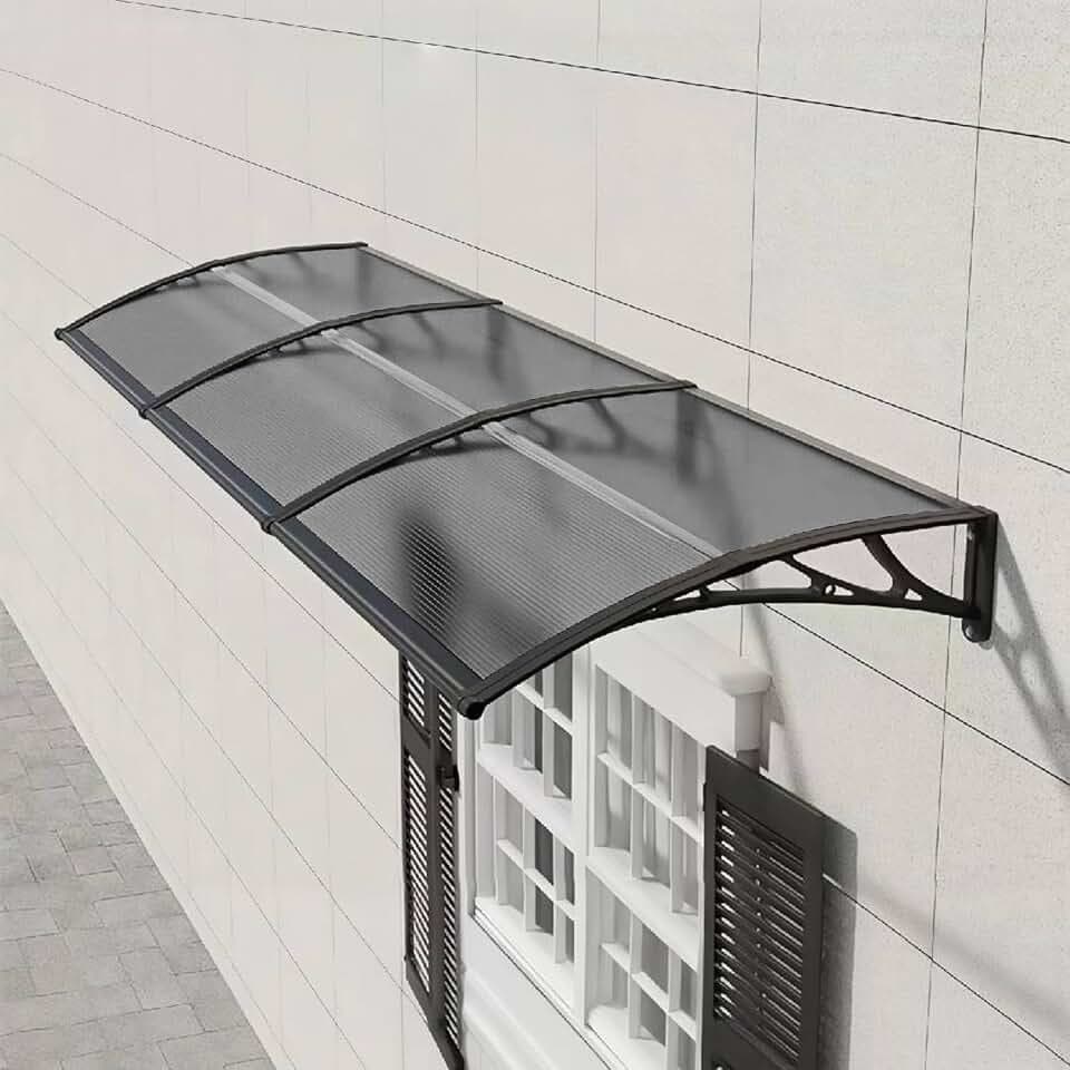 Awning for Door Entrance 60x100cm/24x40in Window Exterior Canopy Patio Durable and Sturdy Multiple Scenarios Rain Uv Snow Protection Grey