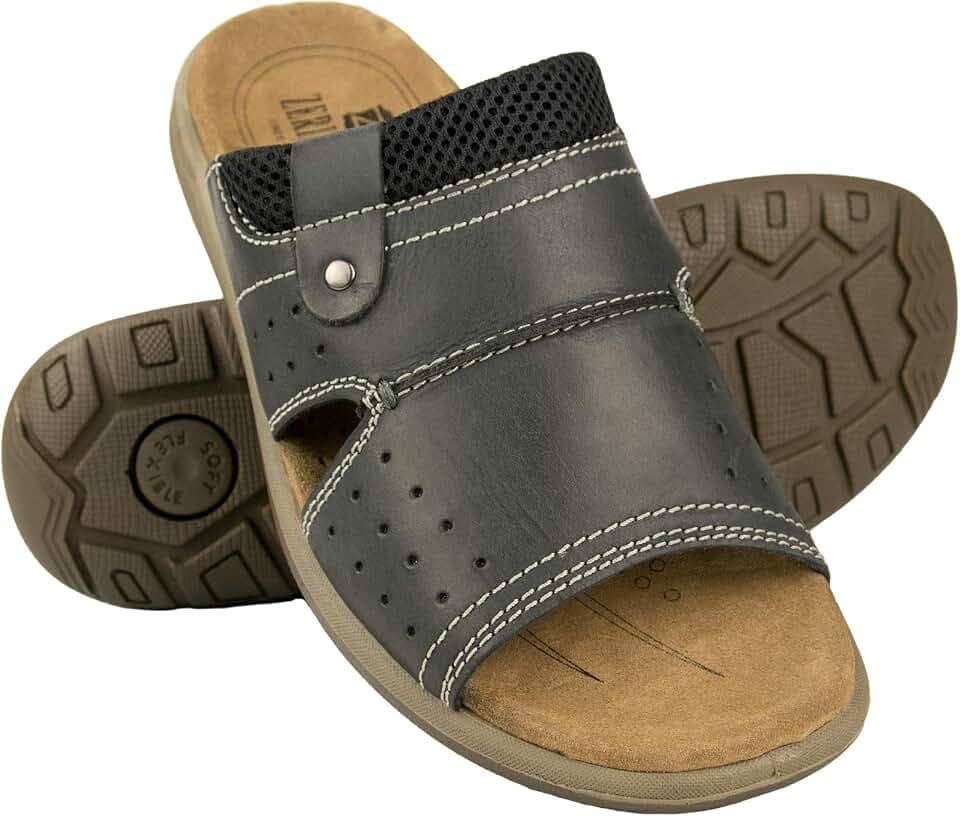Zerimar - Ledersandalen für Herren - rutschfeste Sohle - Bequeme und praktische Herrensandalen - Ledersandale