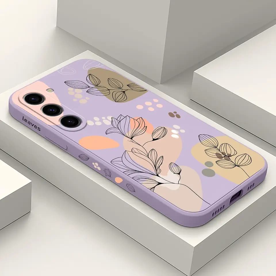 LEECG für Samsung Galaxy S23 Plus Hülle, Kreative Blume Muster Design, Anti Fall Weiches Slim Silikon Dünne Handyhülle Cover für Samsung S23 Plus, Morandi Violett
