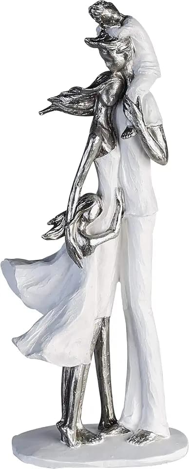 Casablanca Skulptur Familienglück, Deko Figur Weiß, Kunstharz Statue Wohnzimmer, Büro Dekoration H. 37 cm x B. 16 cm - Couple Familien Skulpturen, Zusammenhalt Familie