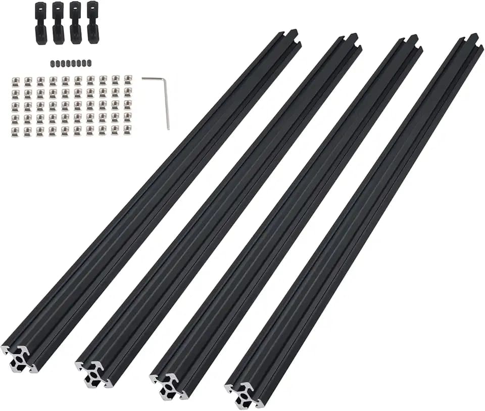 4 Stück 800mm Aluminiumprofil Extrusions Linearschiene Europäische Norm 20X20 T Typ Aluminium profil+4pcs L-Winkelsteckverbinder+50pcs T-Mutter+1pcs Schraubenschlüssel für 3D-Drucker CNC