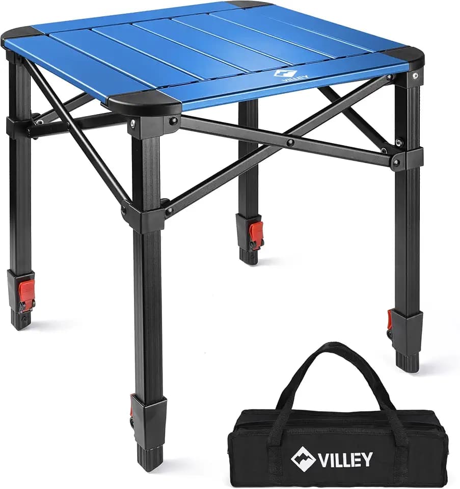 VILLEY Folding Camping Square Table, Portable Aluminum Table, Small
