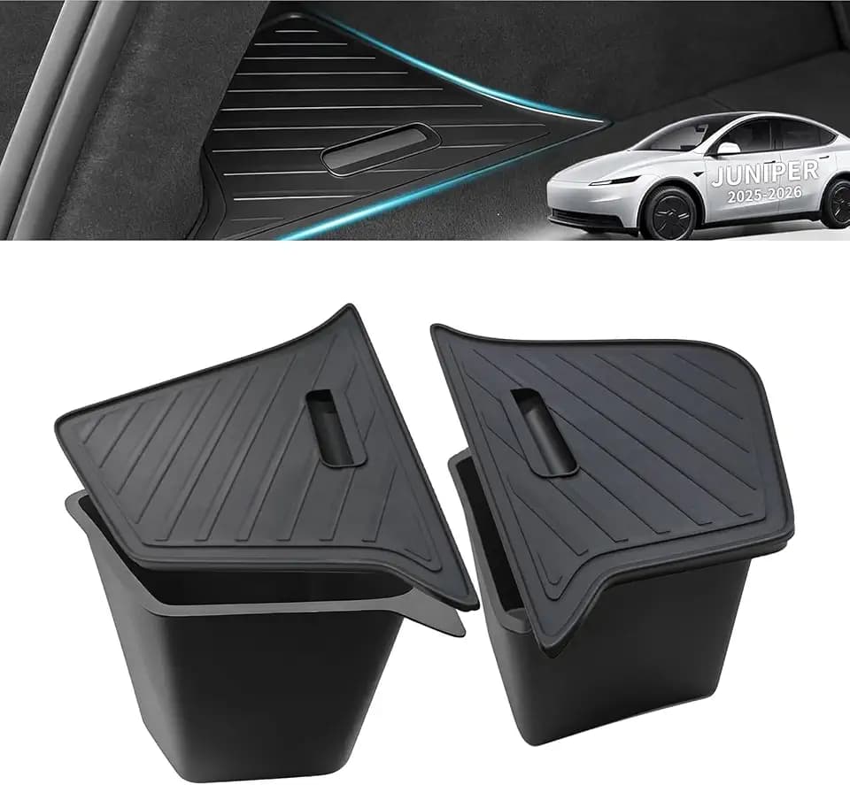 Trunk Side Storage Bins with ABS Lids for 2025-2026 Tesla Model Y Juniper