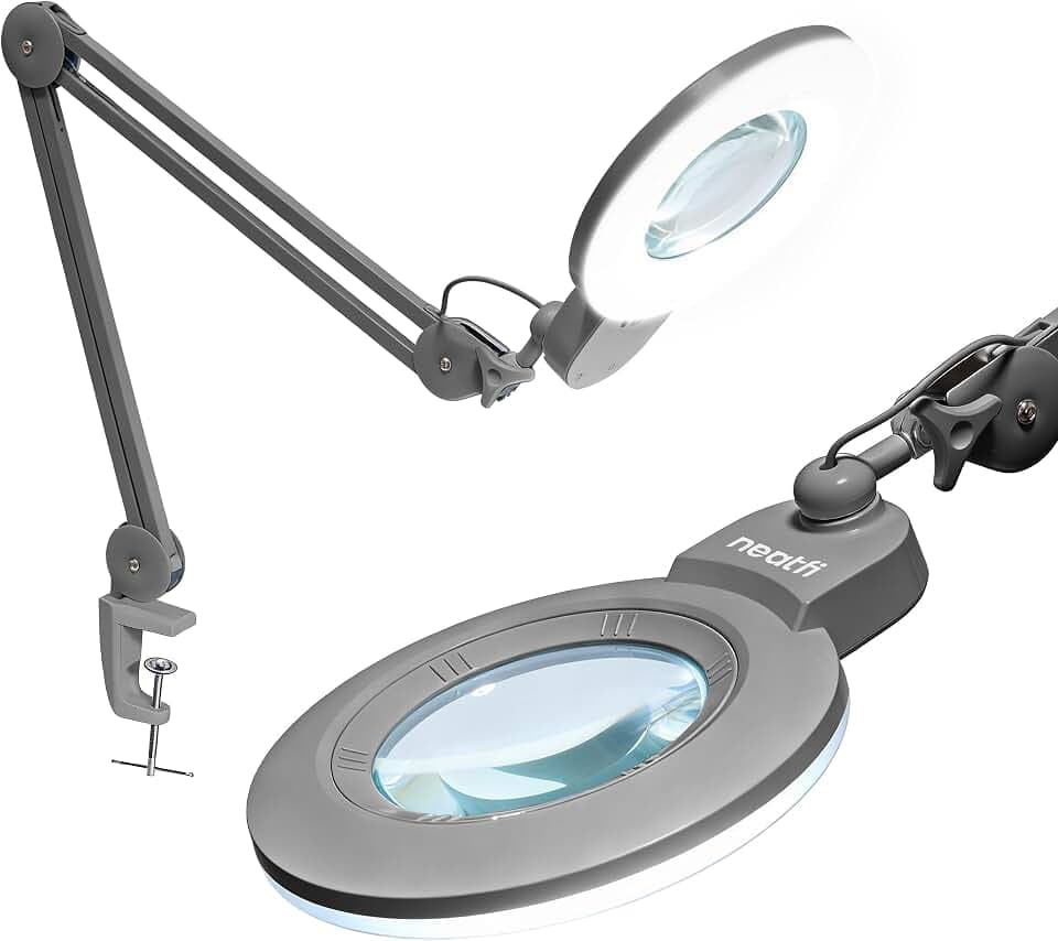Neatfi XL Bifokale LED-Lupenleuchte, 2,25X/6X, 1.600 Lumen (Silber)