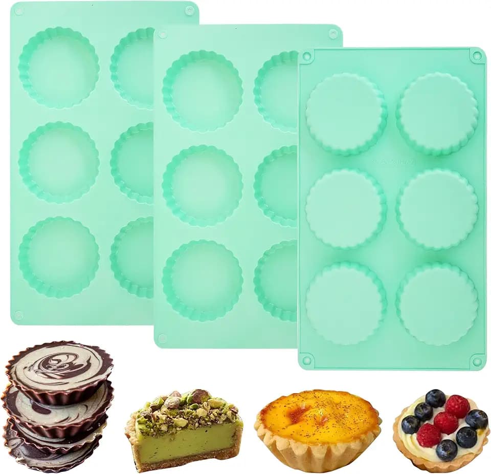 Zorazio 3Pack Mini Tart Pan Silicone, Mini Quiche Pans 3Inch,Non-stick Pie Pans, Egg Tart Mold for Pies, Quiches, Mousse Cakes, Dessert Baking
