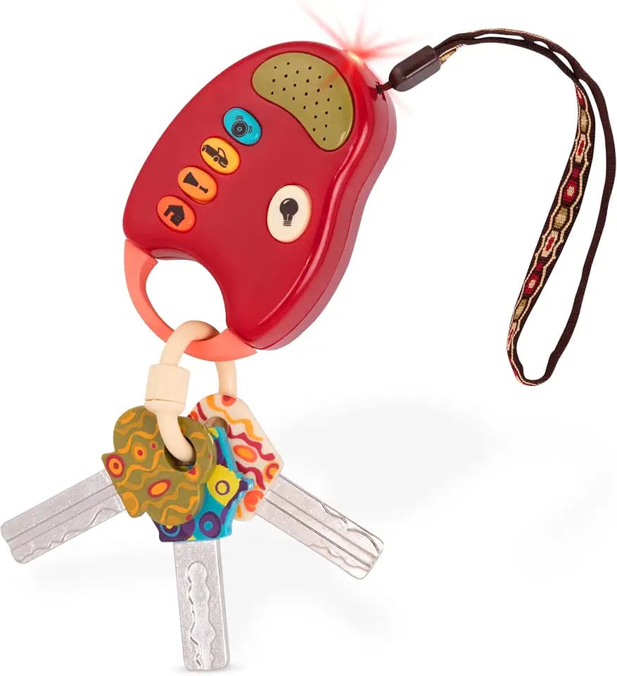 B. toys FunKeys Toy with Lights and Sounds, Red Key Fob, Pretend Play