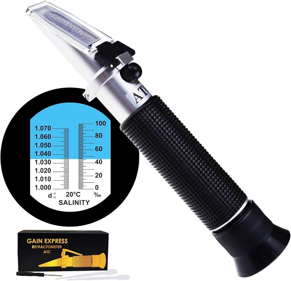 0-10% Salzgehalt Refraktometer ATC Dual Skala 1,0~1,070 Dichte / 0~100ppt Salz Meerwasser Aquarium Marine Industrie