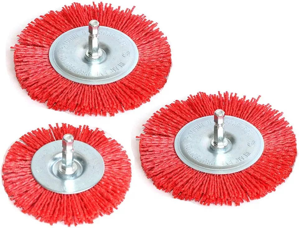 3Pcs Abrasive Wire Wheel Brushes Assorted Nylon Brush Set 3Inch/4" for Drill with 1/4" Shank