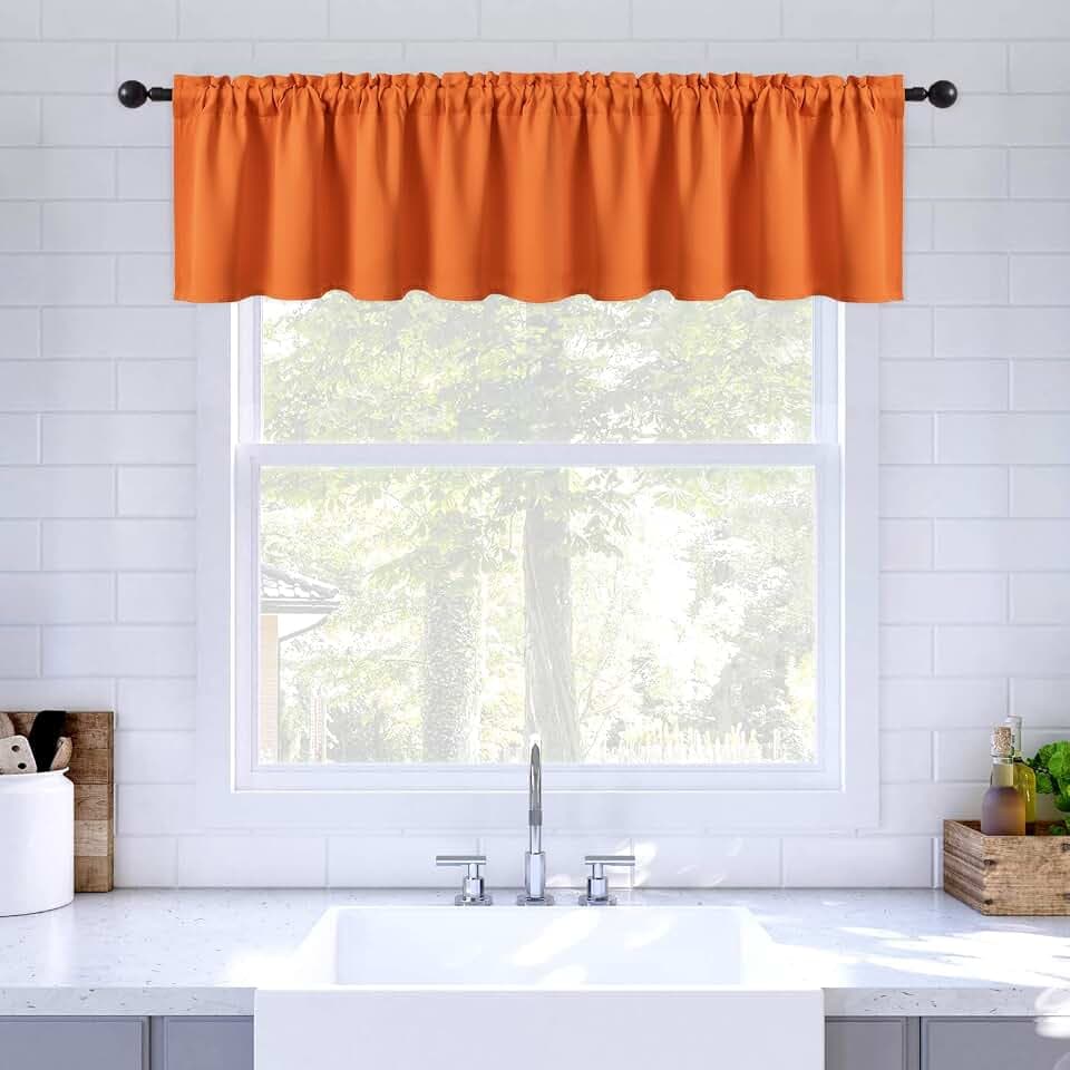 MIULEE Fall Burnt Orange Blackout Rod Pocket Window Valance 1 Panel 52"x18"