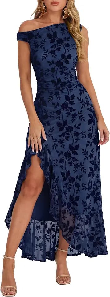 Caracilia Womens Wedding Guest Dresses Formal Off Shoulder Maxi Dress