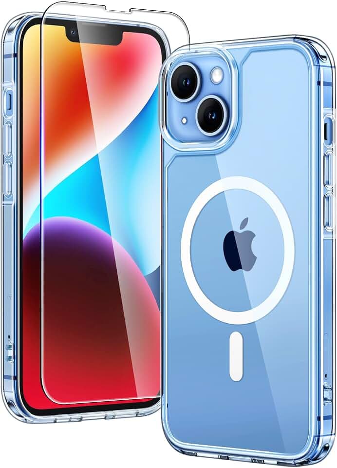 TAURI für iPhone 14 Hülle 6,1" mit Schutzfolie - Durchsichtig
