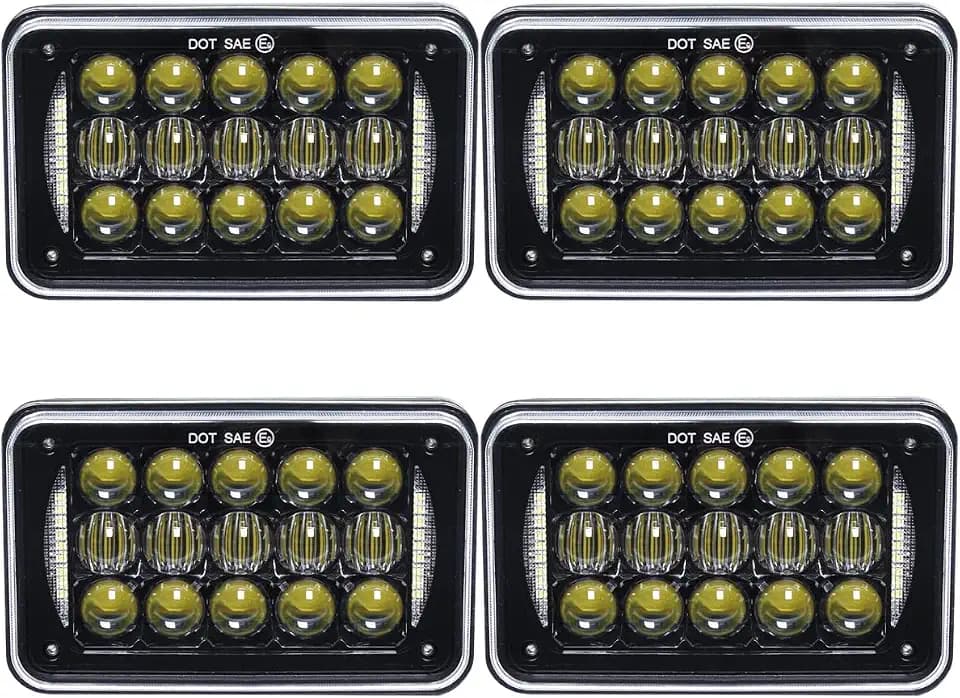 1000% Brighter 4X6 inch LED Headlights with DRL Black 4Pcs