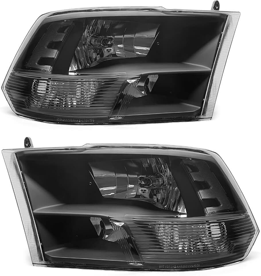 for 2009-2018 Dodge Ram Headlights Assembly Black Pair