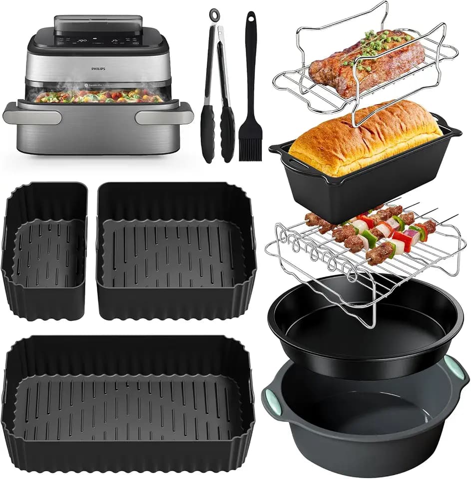 Airfryer Zubehör für Philips Airfryer 5000 Series Megabasket, Silikonform Heißluftfritteuse für Philips Airfryer 9.5L Megabasket oder 3L + 6L Dual Basket, Heißluftfritteuse Zubehör für Philips