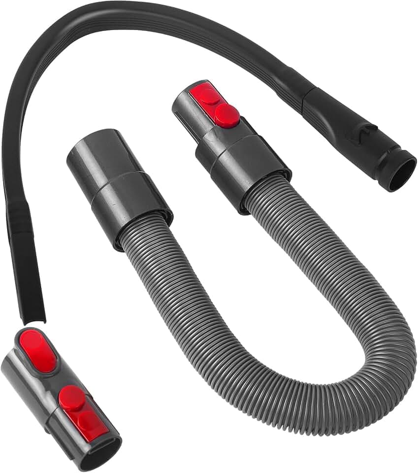 4er Set Staubsauger Zubehör mit Ersatz Stretch Schlauch Verlängerung, Flexible Verlängerte Fugendüse, Schalterverschluss und Adapter für Dyson V15 V11 V10 V8 V7, Reinigung von Ecken und Lücken