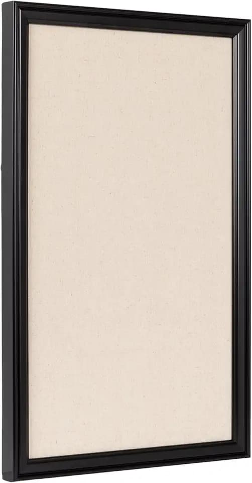 Kate and Laurel Adlynn Rectangle Framed Linen Fabric Pinboard, 15 x 24, Black, Traditional Beveled Accent Bulletin Board for Vintage Home Wall Organization or Aspirational Vision Board