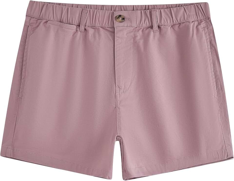 maamgic Men's Shorts Casual 4" Cotton Stretch Classic Fit Khaki Shorts